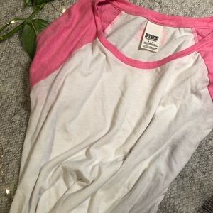 PINK Short Sleeved Cotton Baseball Tee